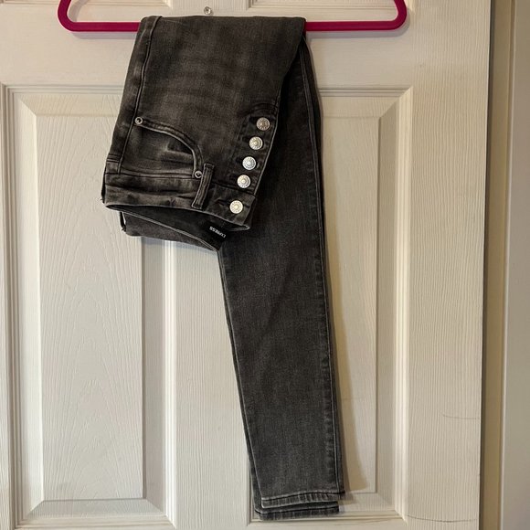 NWOT Express Gray Ultra Hyper Stretch Button Fly Skinny Jeans - Mid Rise - Picture 6 of 6